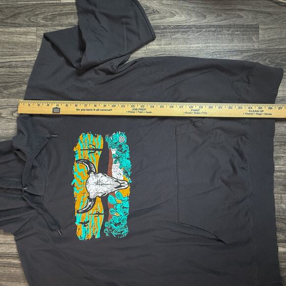 Rock & Roll Denim XXL Desert Skull Graphic Hoodie Black Oversized Pullover - Picture 5 of 6